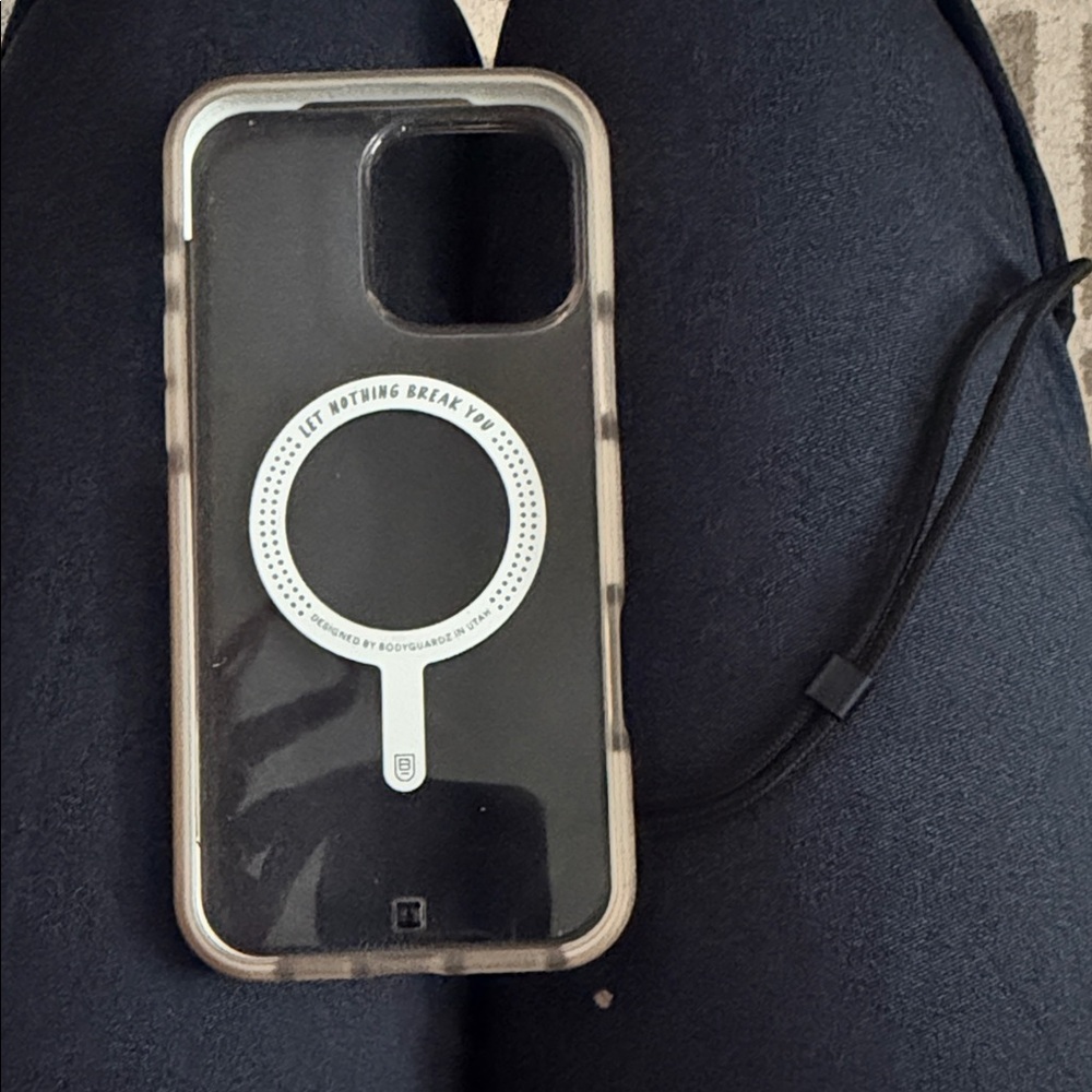 Clear Black MagSafe-Compatible Phone Case with White Ring